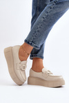 [Стильні шкіряні туфлі на платформі Zazoo 20101 світло-бежевого кольору]
