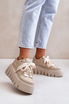 Жіночі кросівки на масивній підошві з золотистим декором CheBello 4530 Beige