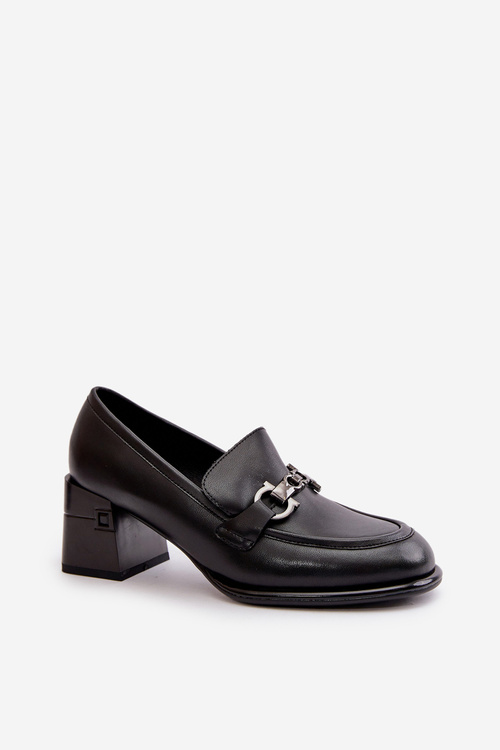 Елегантні шкіряні жіночі туфлі на підборах чорні Vinceza 91116