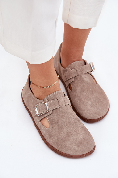 Замшеві Полуботи Barefoot Жіночі З Пряжкою Zazoo N1261 Бежеві