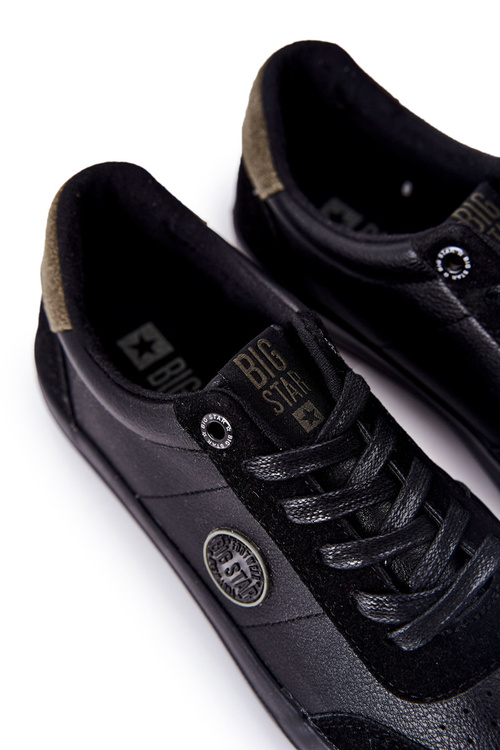 Чоловічі шкіряні кросівки Big Star II174008 чорного кольору хакі