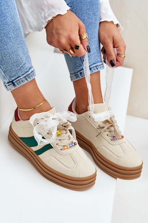 Жіночі Кросівки З Пришивками Бежеві Jariana