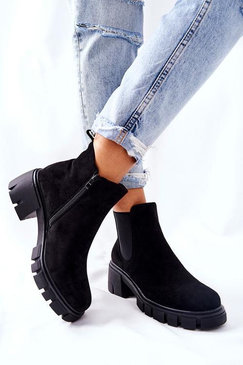 Утеплені чоботи на підборах Black Madge