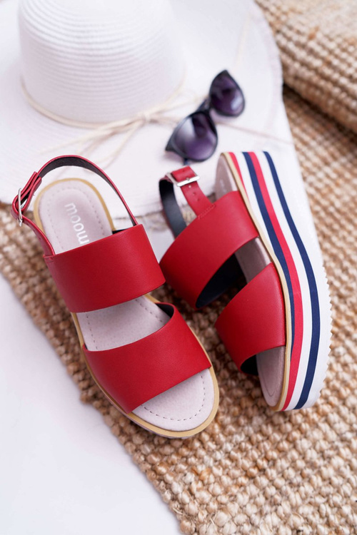 Жіночі босоніжки на платформі червоні Aurera