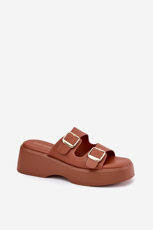 Жіночі Сандалі На Платформі І На Танкетці З Пряжками Кемел Nitarelia