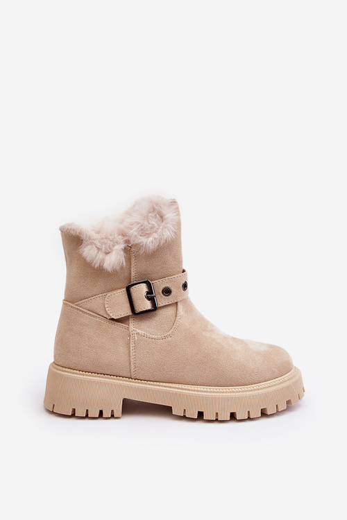 Жіночі чоботи зі штучним хутром на блискавці бежеві Morcos