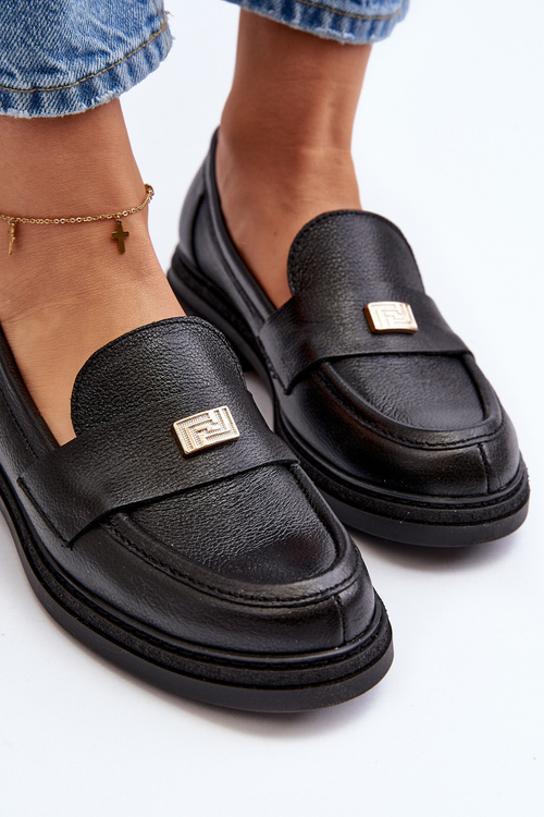 Чорні шкіряні жіночі мокасини Zazoo 20165