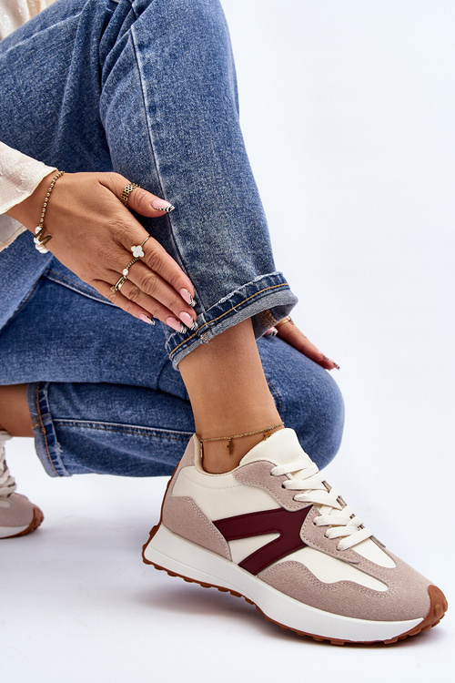 Жіноче бежево-бордове спортивне взуття Chloette