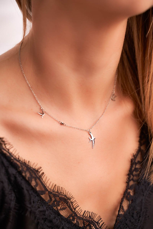 Жіноче срібне намисто Swallow, кубічний цирконій Aida