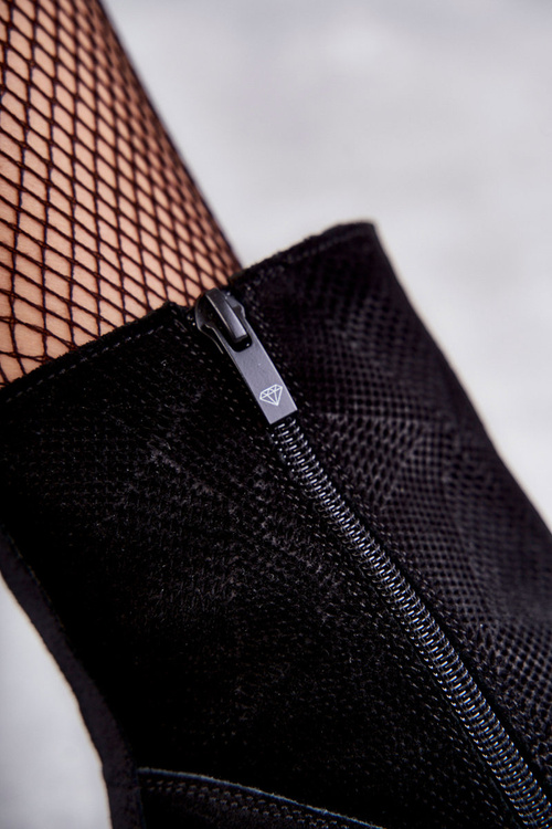 Жіночі замшеві чоботи на підборах Nicole 2757 Чорні