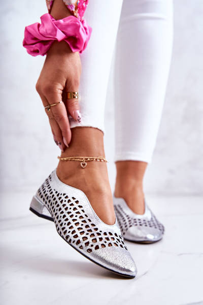 Елегантні шкіряні ажурні туфлі Silver Ismena