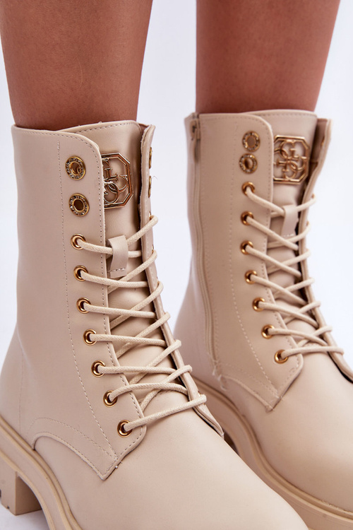 Шкіряні лофери Черевики з декором бежеві Yemannis