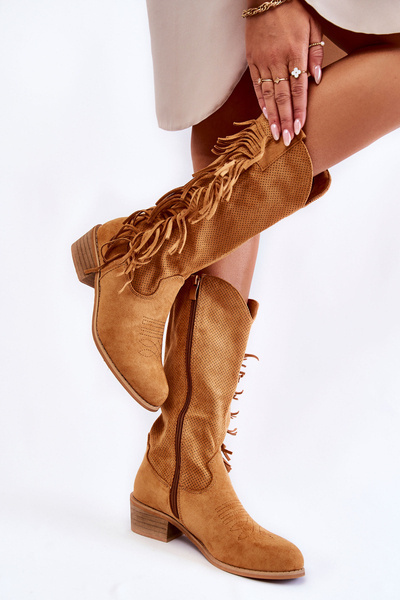 Жіночі замшеві ковбойські чоботи з бахромою Camel Haddy