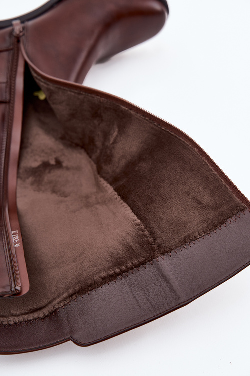 Теплі жіночі чоботи на підборах із ремінцем Sergio Leone KZ25826 Коричневі