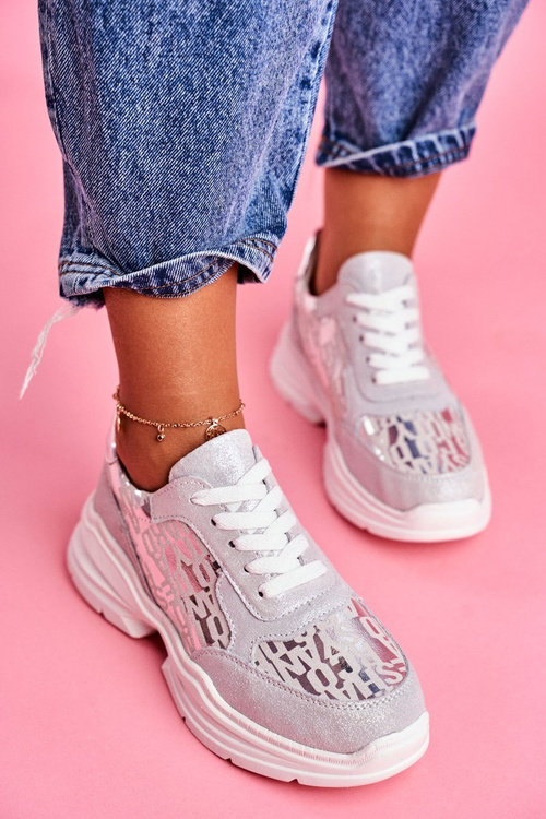 Спортивне жіноче шкіряне взуття Срібні кросівки Palm Bay