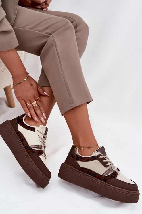 Жіночі Кросівки На Платформі Big Star SS274356 Леопард Коричнево-Бежеві