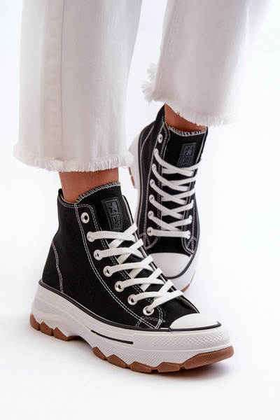 Чорні високі жіночі кросівки на платформі Valvia