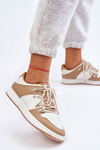 Жіночі класичні подвійні кросівки на шнурівці біло-бежеві Jella