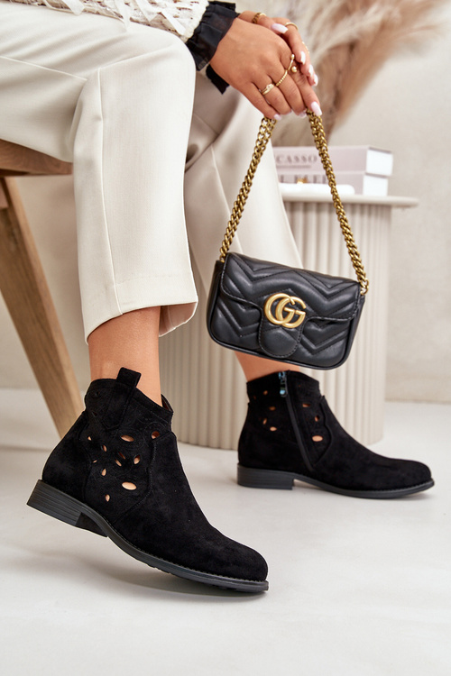 Жіночі ботильйони з вирізом на блискавці чорні S.Barski HY42-081