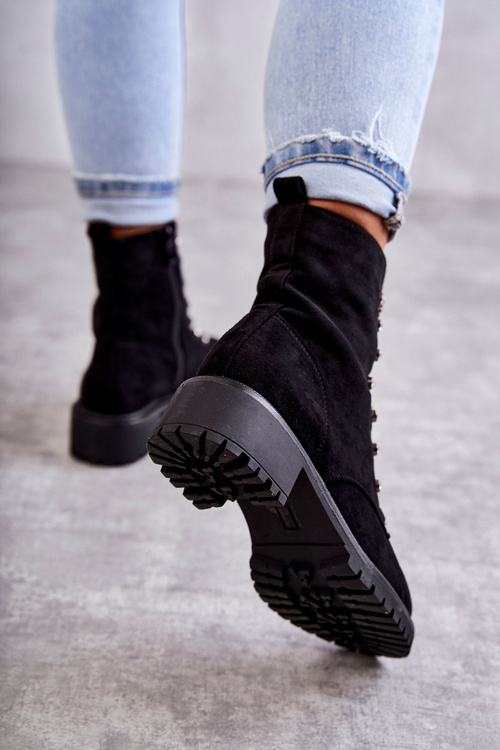 замшеві чоботи з декоративними нашивками Black Malesia