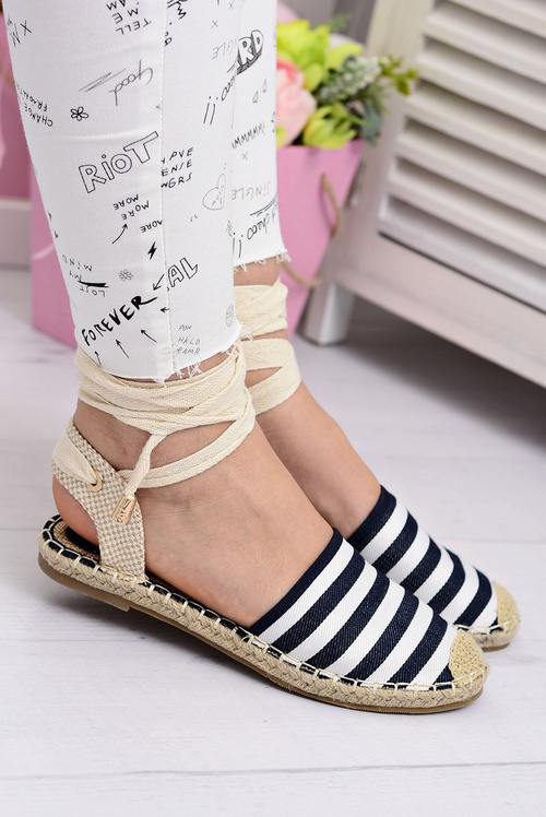 Жіночі лляні балерини, багатоярусні еспадрільї Mara. Море