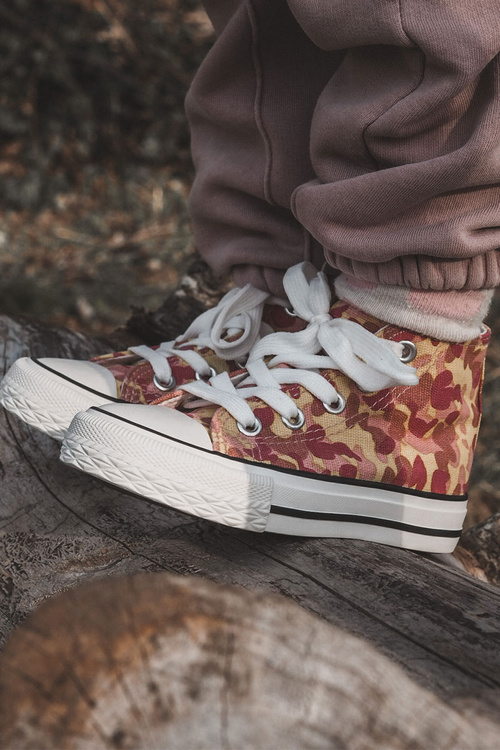 Високі дитячі кросівки на блискавці Filemon рожево-жовті