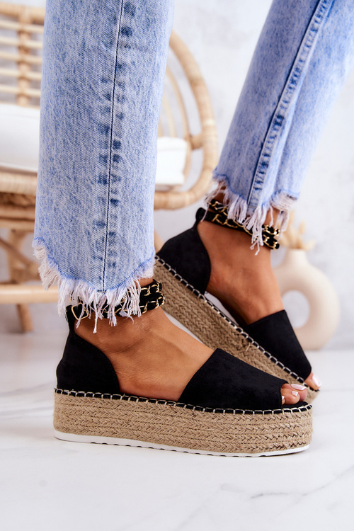 Босоніжки еспадрільї на платформі Чорні Jeannie