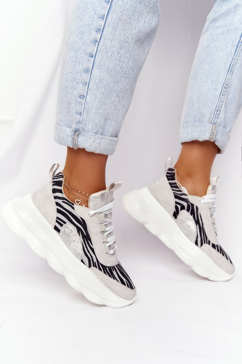 Жіночі спортивні туфлі на платформі Lu Boo сірого кольору