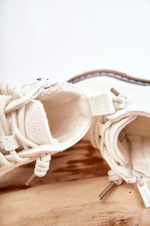 Дитячі теплі черевики на блискавці білі Betsy