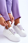 Модні жіночі кросівки на платформі біло-фіолетові Claribel