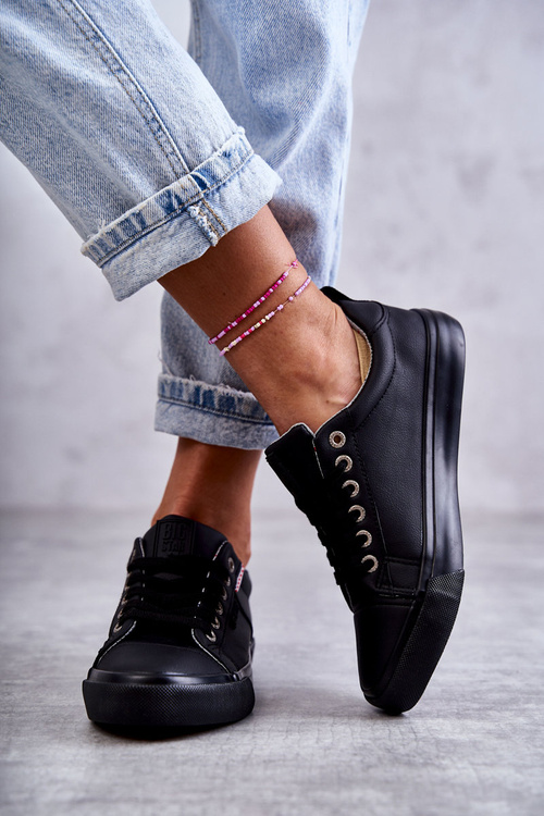 Жіночі низькі шкіряні кросівки Big Star KK274006 Чорні