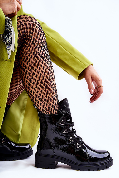 Лаковані теплі черевики з Jet Black Gwen