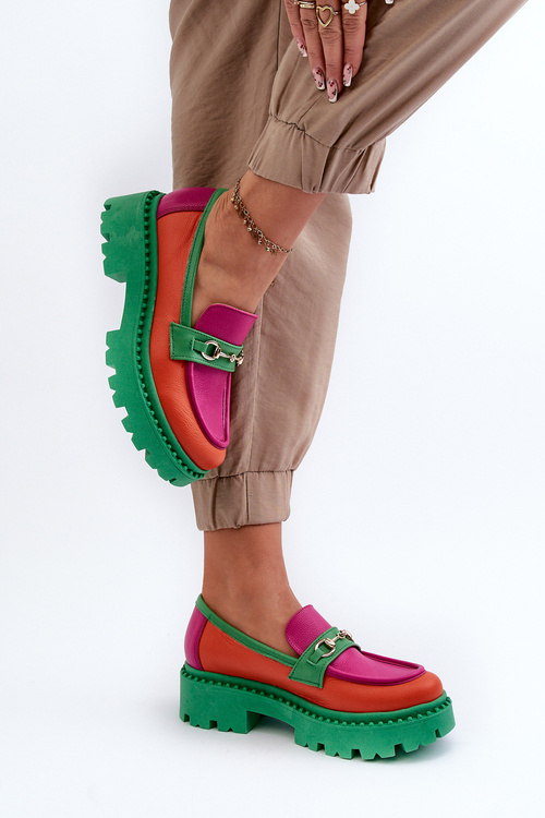 Жіночі зелені шкіряні мокасини Zazoo 3476