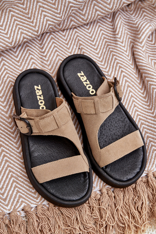 Жіночі Замшеві Сандалі На Платформі Бежеві Zazoo 3024