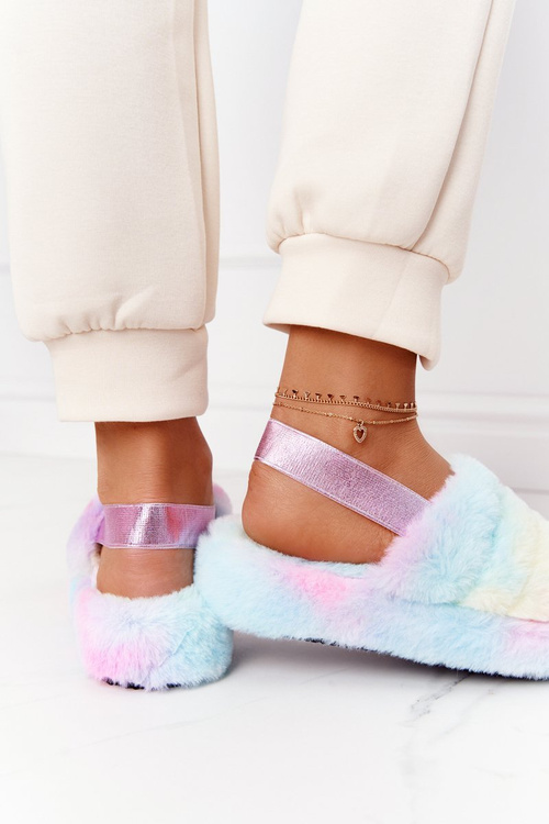 Пухнасті тапочки на платформі Барвиста сніжинка