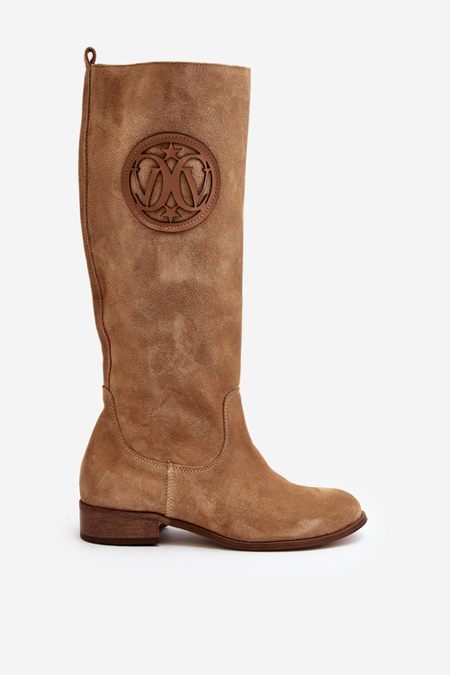 Бежеві жіночі замшеві чоботи Zazoo 3367/2