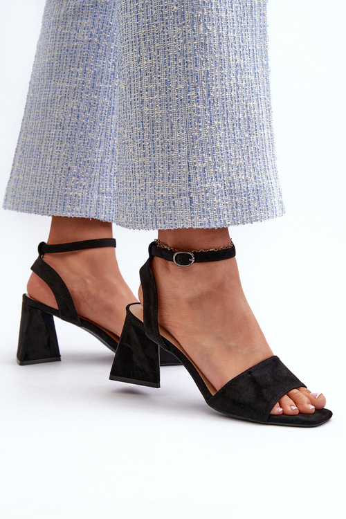 Жіночі Сандалі На Підборах З Еко Замші Чорні Vinceza 17328