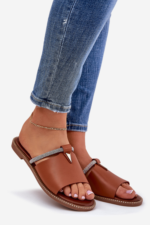 Еко Шкіряні Сандалі На Плоскому Каблуці З Декоративною Стрічкою Camel Hirtewi