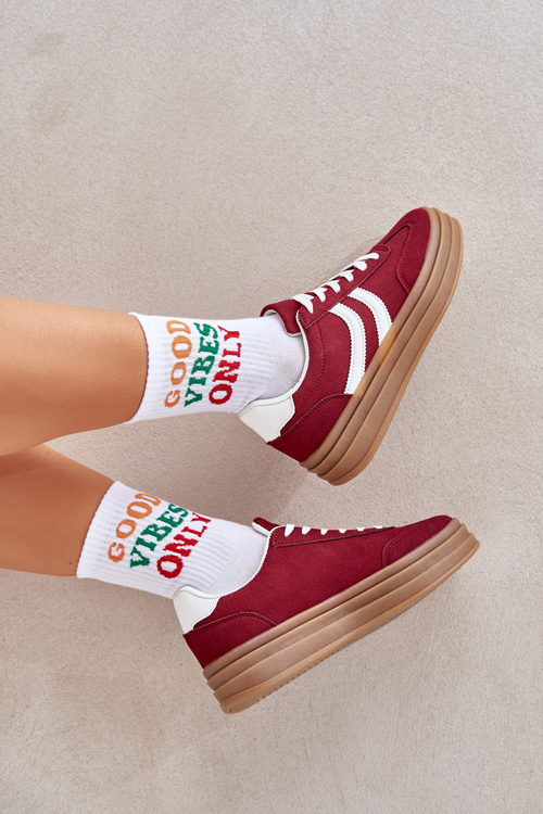 Стильні кросівки на платформі бордові Doriwa