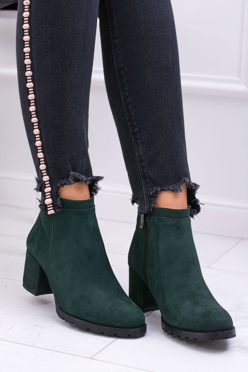 Жіночі зелені шкіряні чоботи на шпильці Ніколь