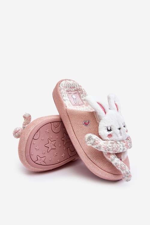 Дитячі тапочки на товстій підошві рожеві зайчики Dasca