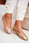 Жіночі балетки Lu Boo із золотими ажурними плетіннями