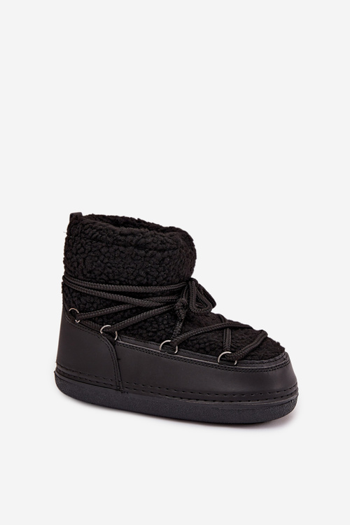 Жіночі зимові черевики з овчиною тип шнурки Чорний Belira