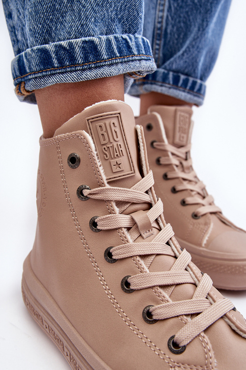 Жіночі кросівки на блискавці з підкладкою, бежеві Big Star MM274022