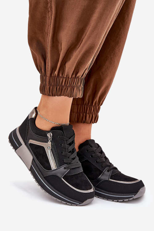 Жіноче Спортивне Взуття З Блискавкою На Платформі Чорне Larys