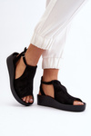Чорні жіночі замшеві босоніжки Zazoo 2914