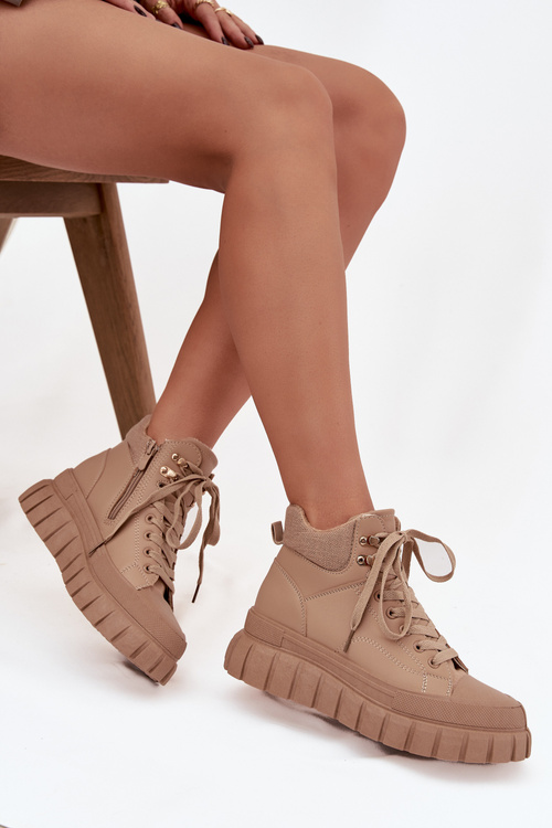 Жіночі утеплені ботфорти трапер на платформі Camel Carenna