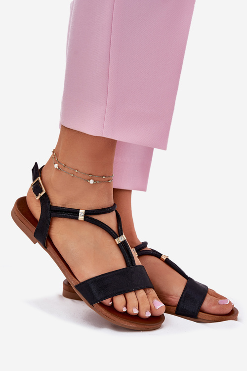 Жіночі Плоскі Сандалі З Ремінцями S.Barski KV51-120 Чорні