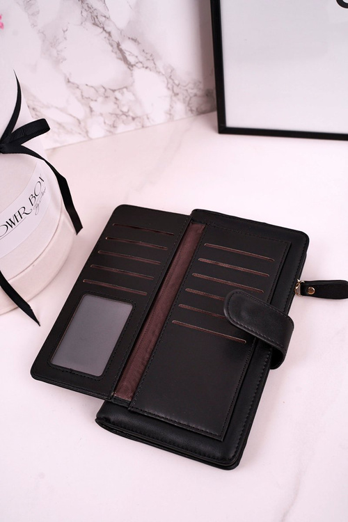 Великий жіночий гаманець з додатковим місцем для карток чорний