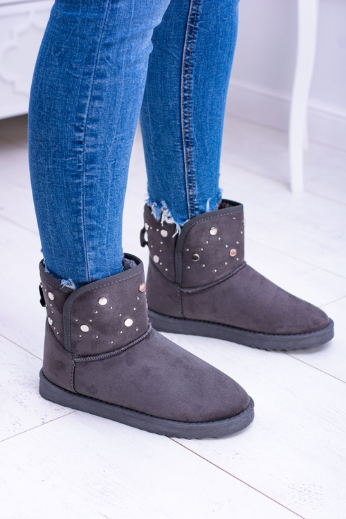 Жіночі сірі утеплені чоботи Snow Boots Suede Biggy